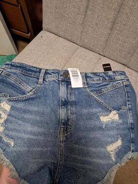 torrid Blue High-Rise Distressed Denim Shorts